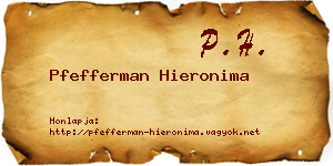 Pfefferman Hieronima névjegykártya